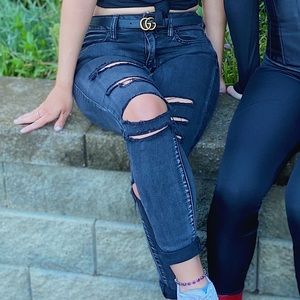ripped black american eagle jeans